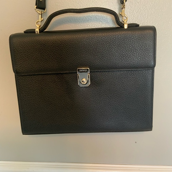 Burberrys Shoulder Crossbody Bag Leather Square Black